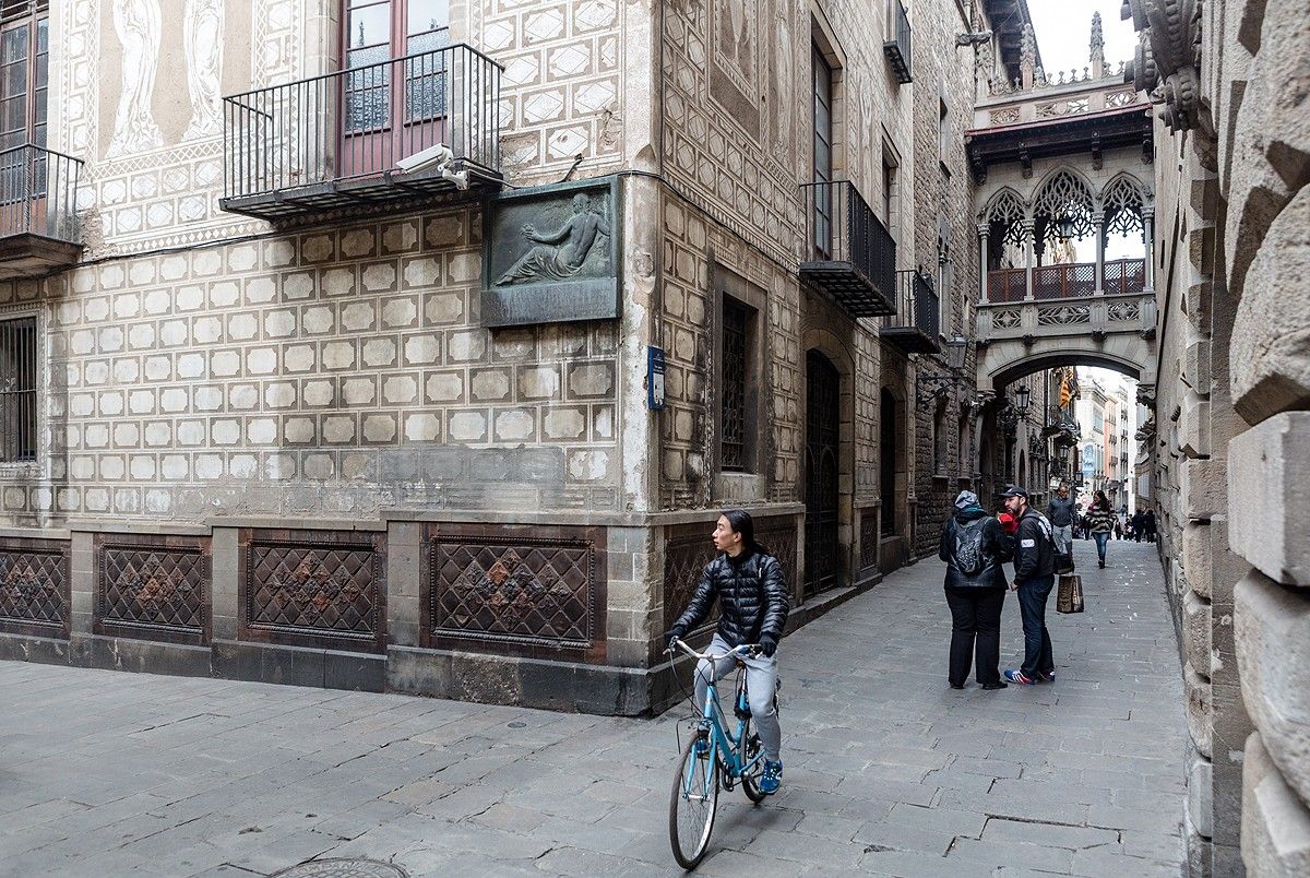 Vista de la Casa dels Canonges, des del carrer del Bisbe