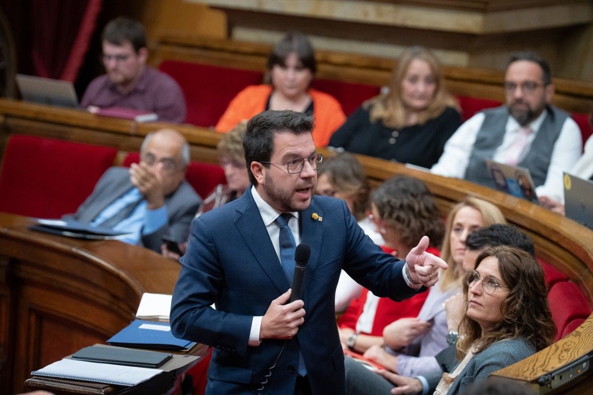El president de la Generalitat, Pere Aragonès, al Parlament