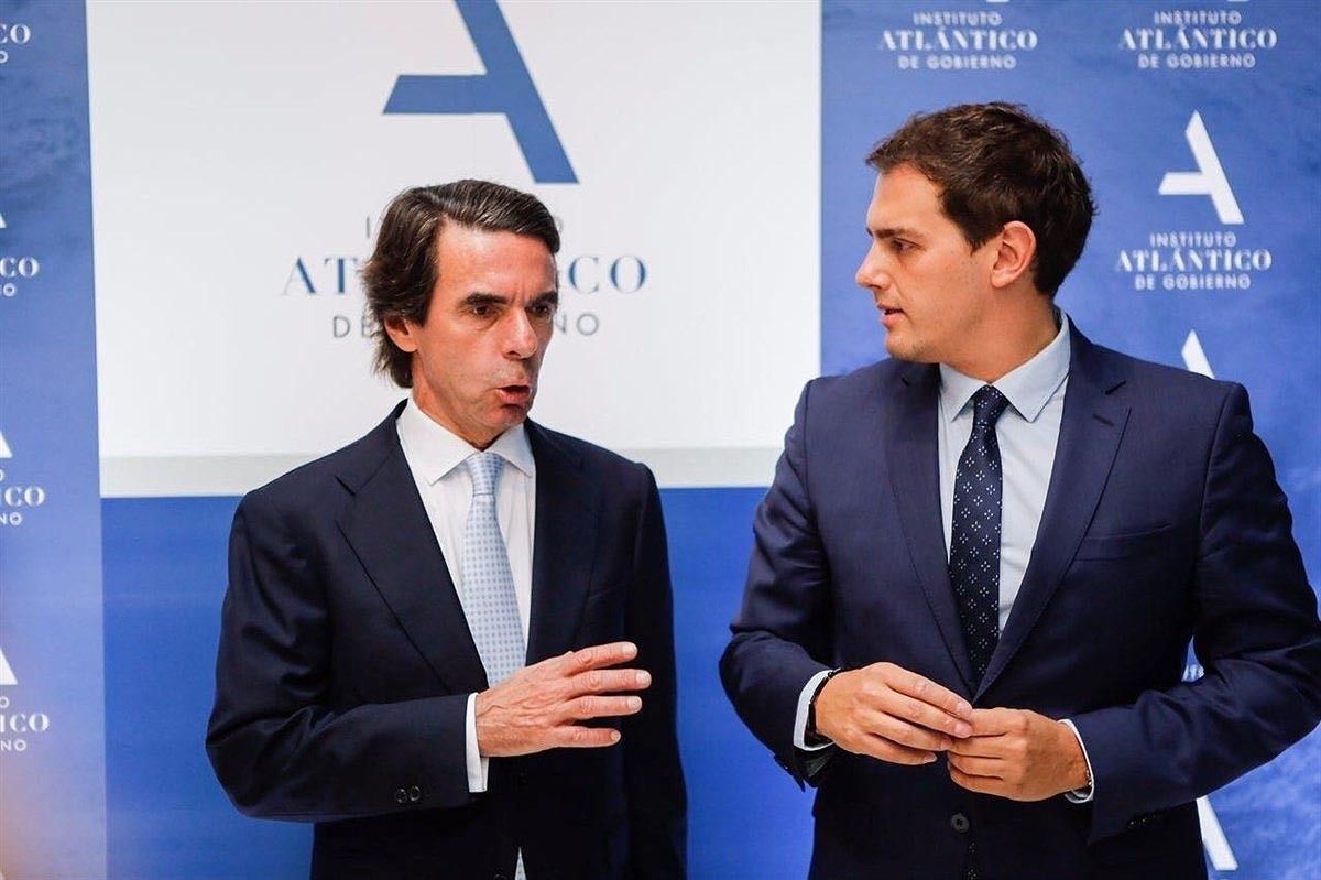 Aznar i Rivera en un acte de l'Institut Atlàntic de Govern, que dirigeix l'expresident.