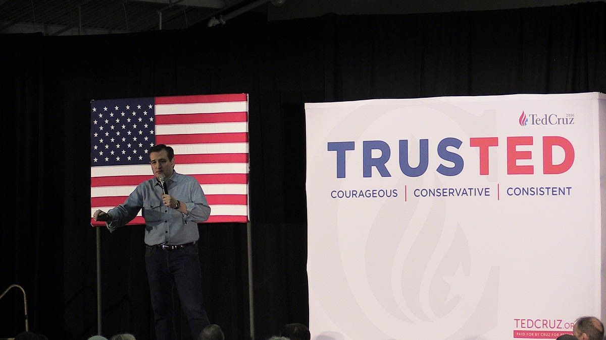 Ted Cruz, en un acte de campanya a Iowa aquest diumenge