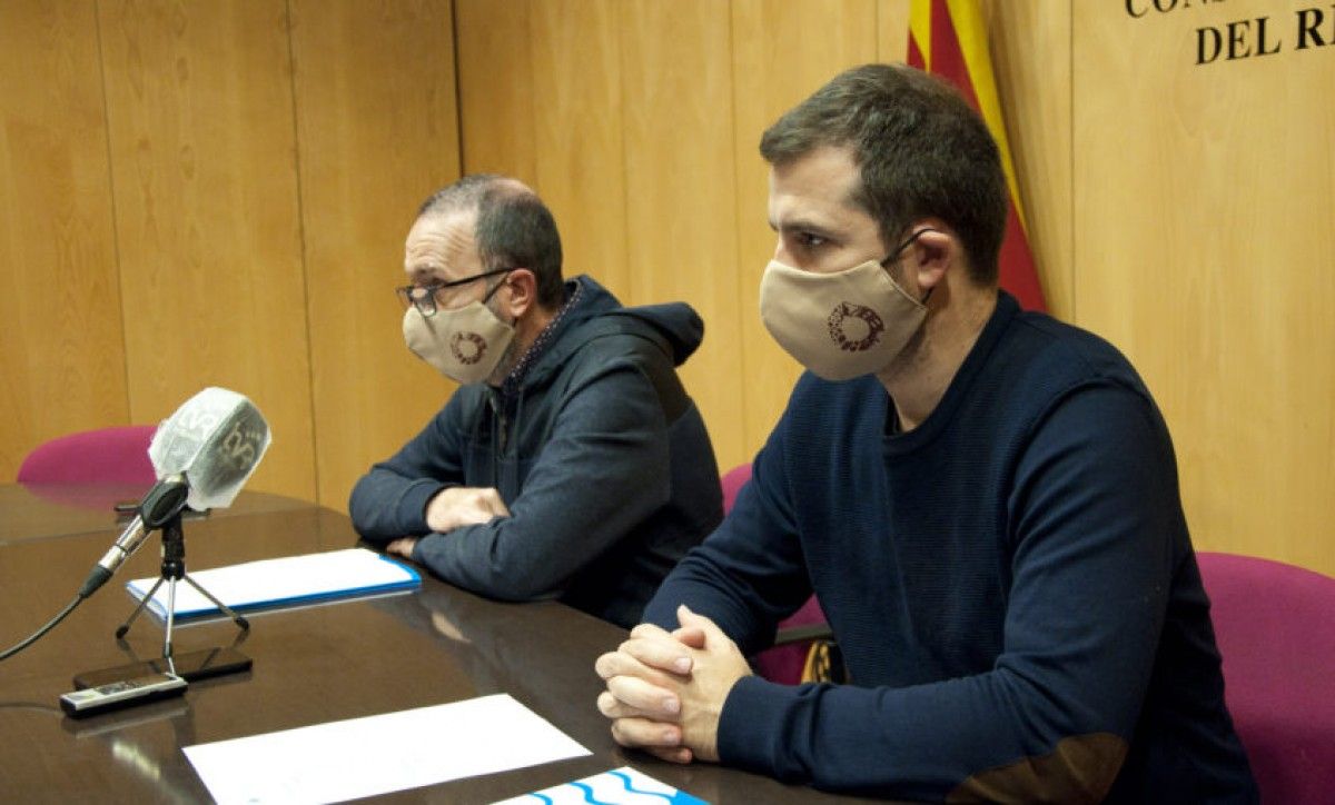 Josep Maria Creixans i Joaquim Colomer, a la roda de premsa de presentació del projecte de pressupost