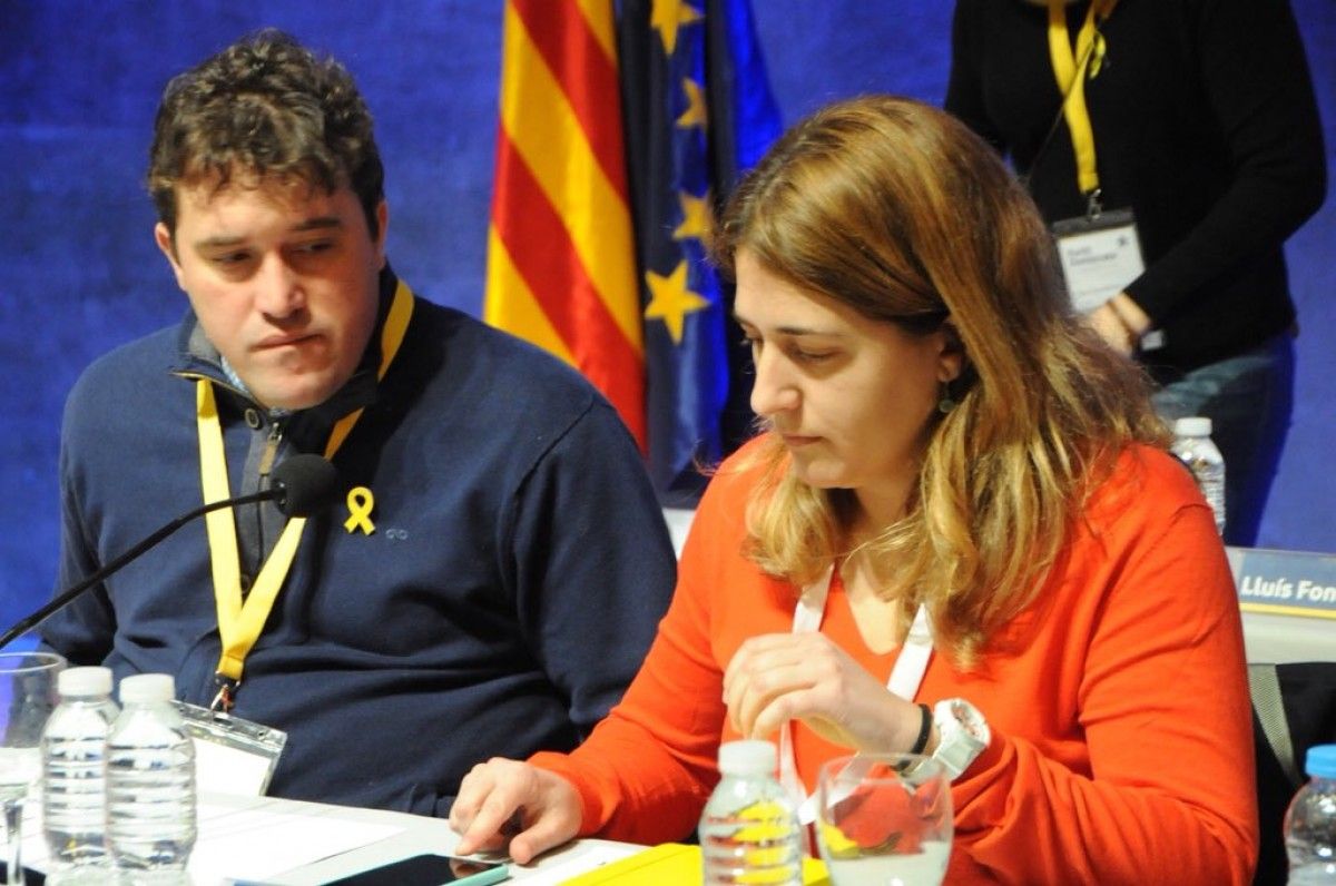 Marta Pascal i David Bonvehí, durant el consell nacional del PDECat