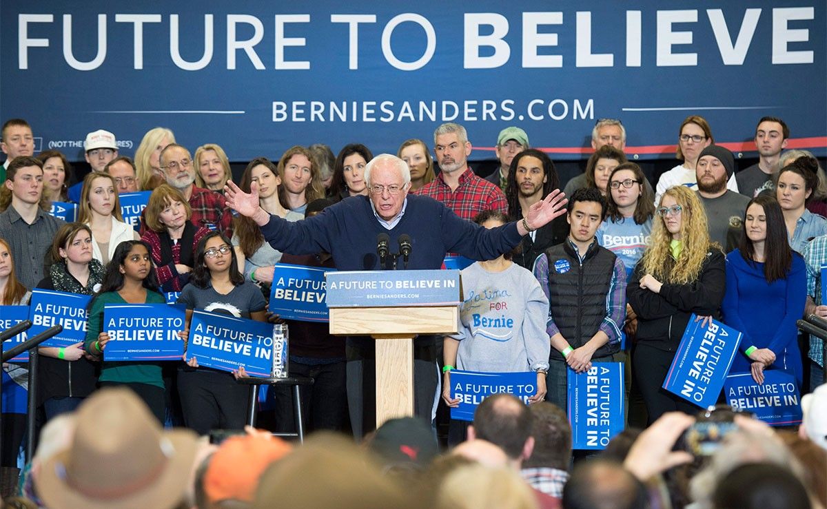 Bernie Sanders fent campanya a New Hampshire