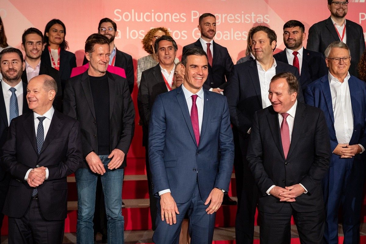 Pedro Sánchez, amb els líders socialistes europeus, aquest dissabte