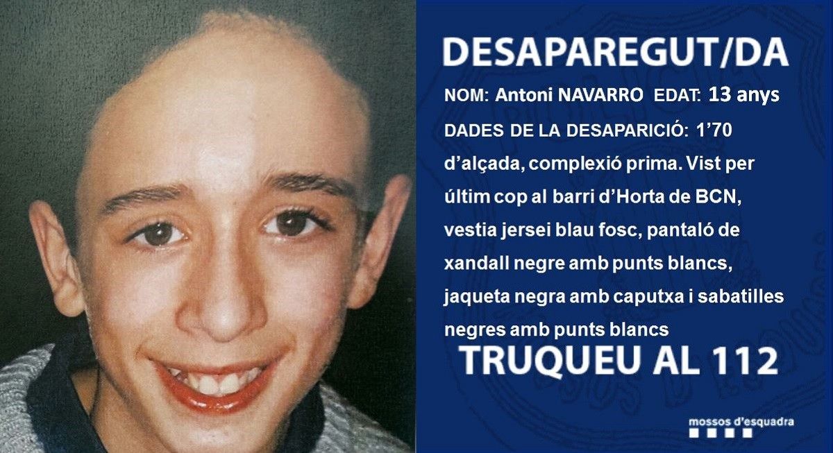 Imatge del nen desaparegut difosa pels Mossos d'Esquadra.