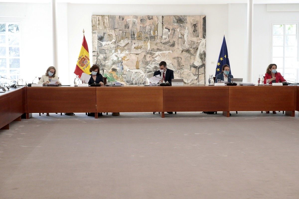 El president del govern espanyol, Pedro Sánchez, durant la reunió del consell de ministres