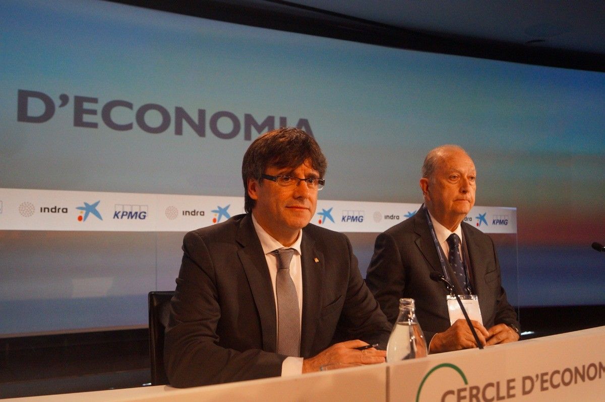 Carles Puigdemont i Juan José Brugera, president del Cercle d'Economia, a Sitges