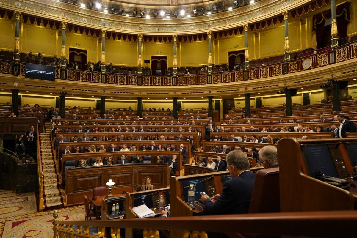 El Congrés, durant la intervenció de Pedro Sánchez en el debat d'investidura