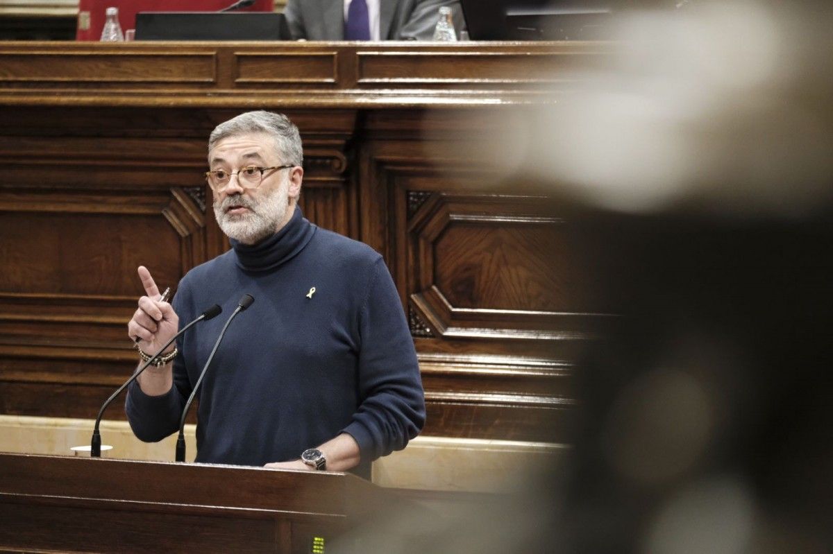 Carles Riera, cap de files de la CUP al Parlament, durant el debat d'investidura.