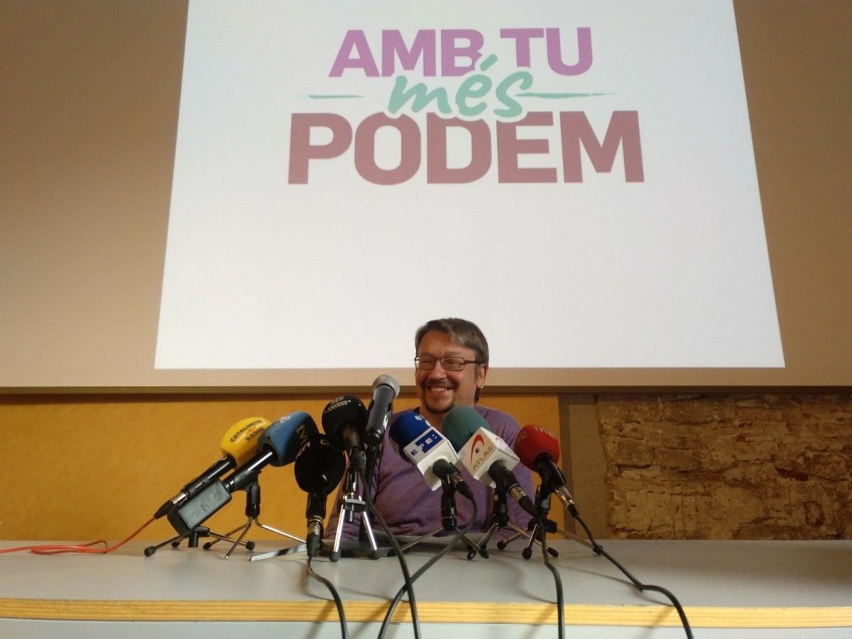 El líder dels comuns, Xavier Domènech, en la presentació de la seva candidatura per dirigir Podem