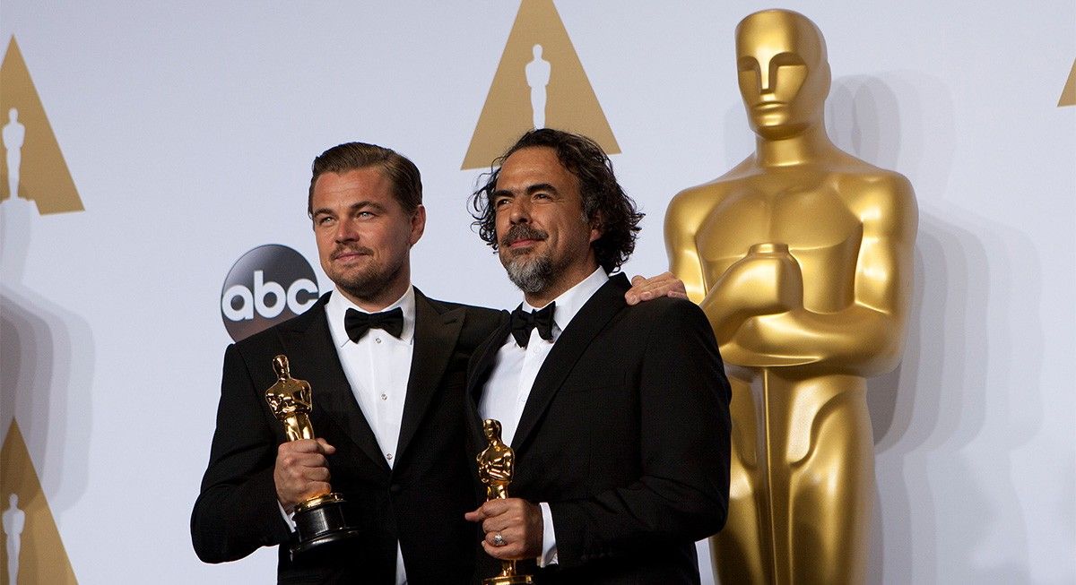 Leonardo di Caprio amb Alejandro G. Iñárritu després de la gala