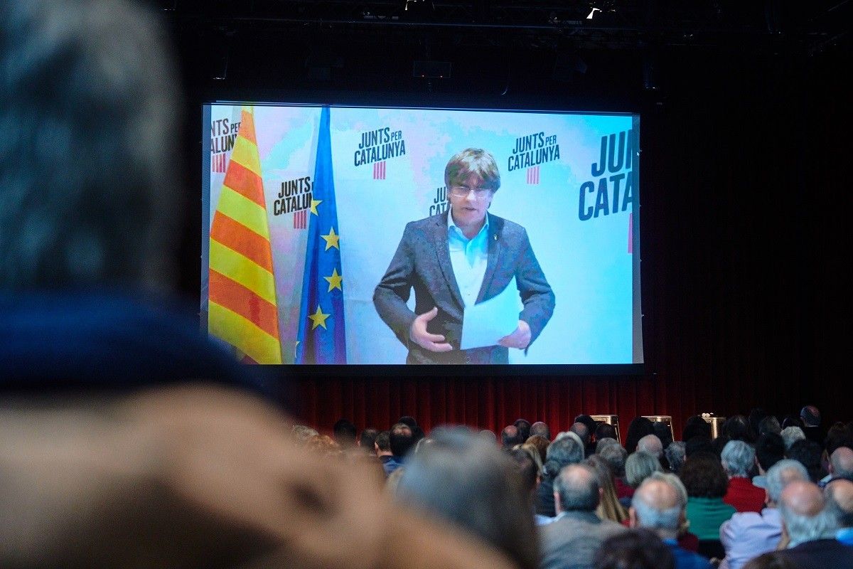 Acte de Junts per Catalunya al febrer amb Puigdemont de protagonista. 