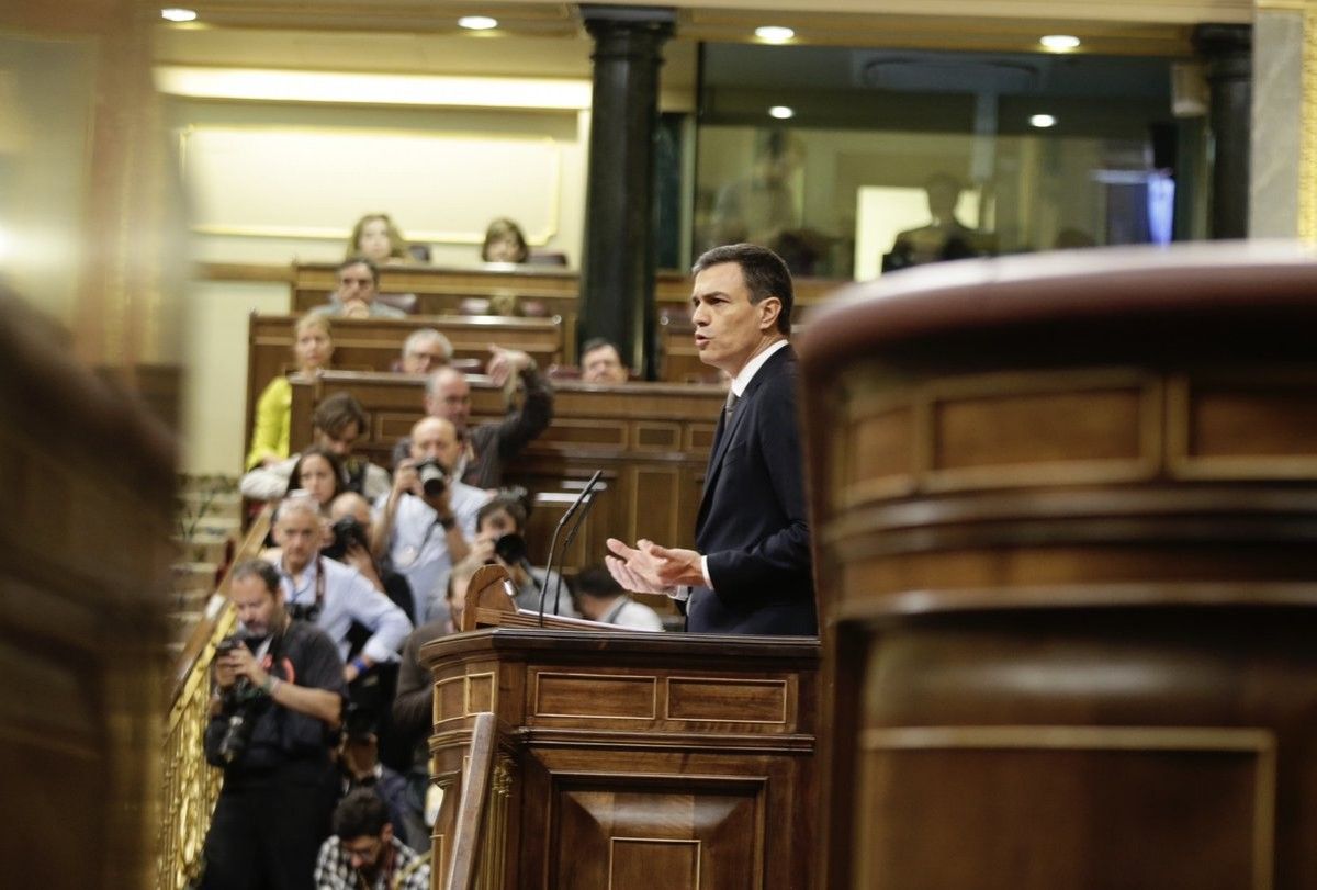 Pedro Sánchez, en un moment de la moció de censura