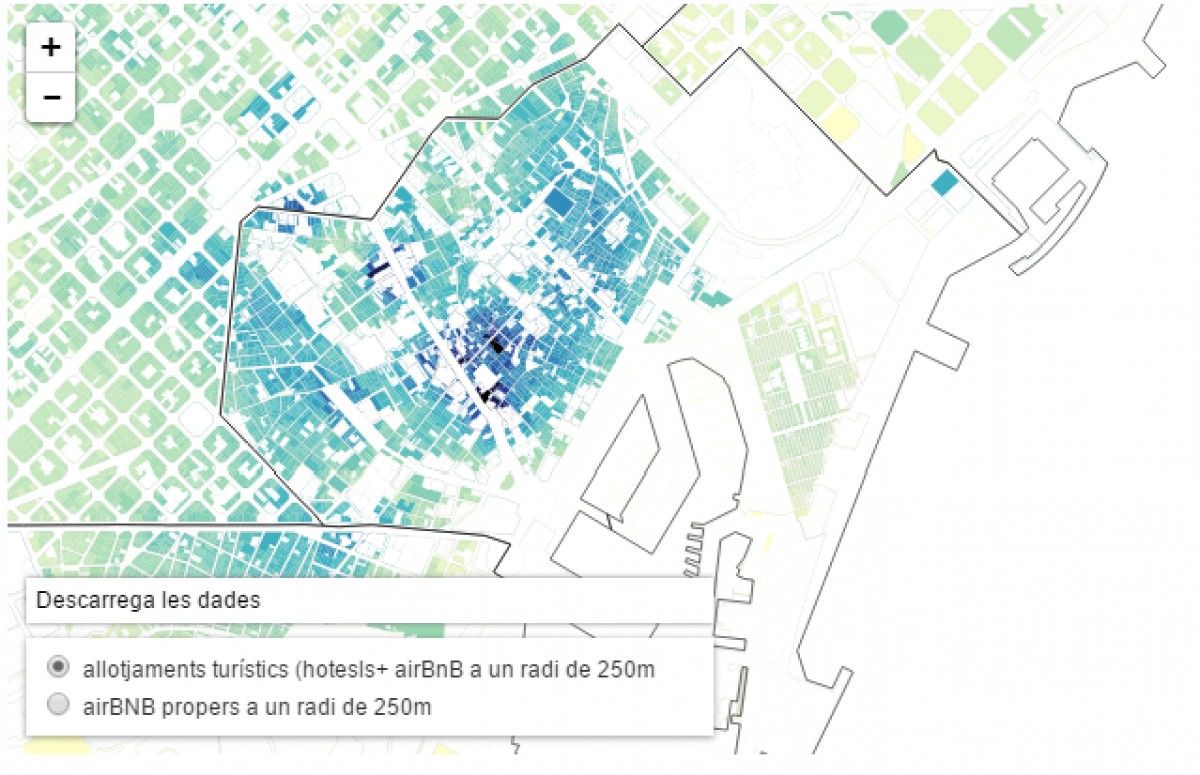 El mapa on es reconsideren les dades de pressió turistica a Barcelona