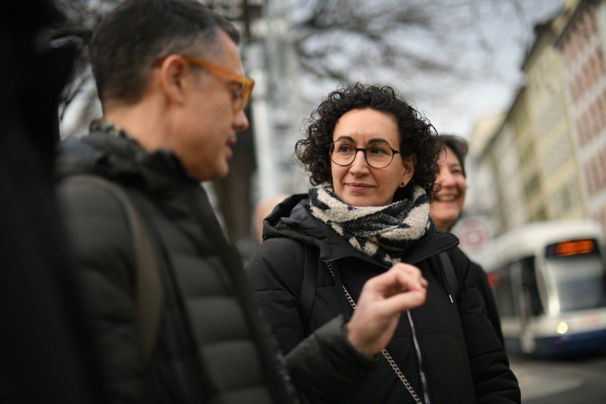 Marta Rovira, en una trobada amb candidats de Catalunya Central a Ginebra