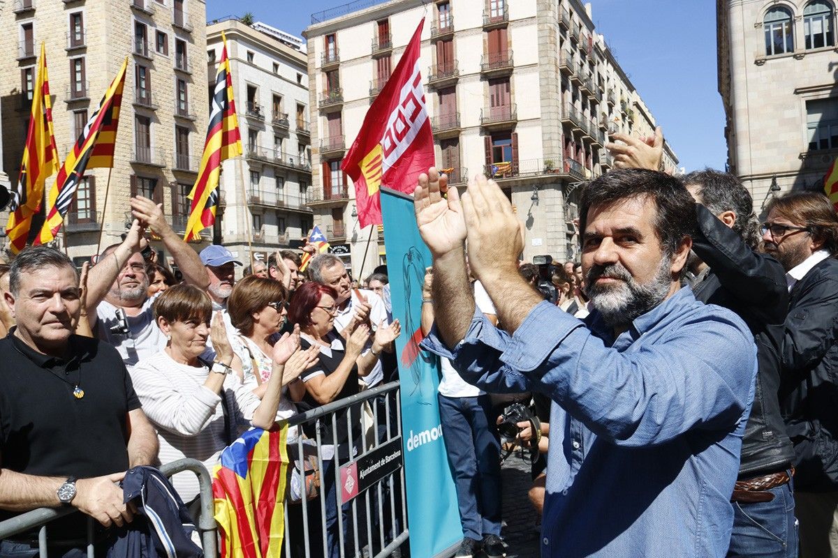 Jordi Sànchez, en una mobilització a la Plaça Sant Jaume