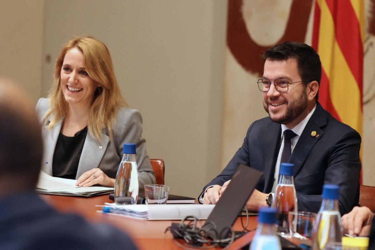 Aragonès i Mas, en una reunió del Govern.
