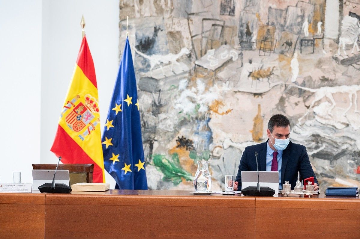El president del govern espanyol, Pedro Sánchez, durant el consell de ministres
