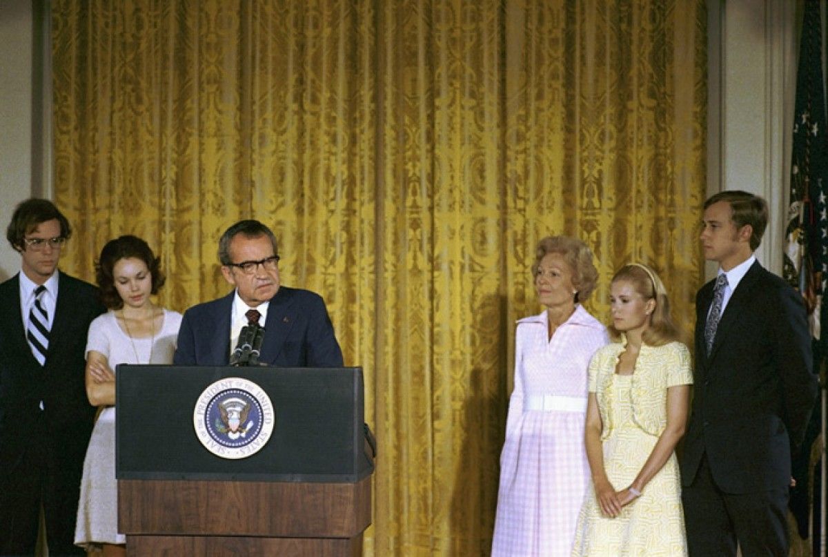 Richard Nixon en el seu discurs de comiat a la Casa Blanca, el 9 d'agost del 1974.