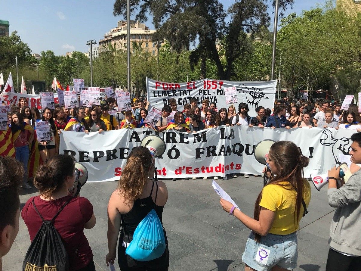 Manifestació d'estudiants a Barcelona.