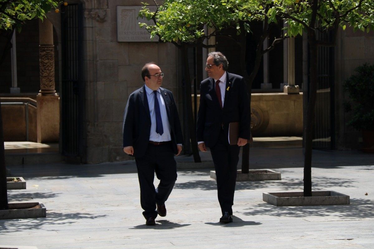 El president Quim Torra amb Miquel Iceta, al Palau de la Generalitat