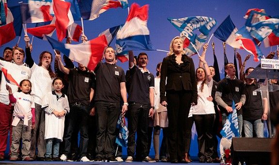 Marine Le Pen, en un miting a Perpinyà el 2014