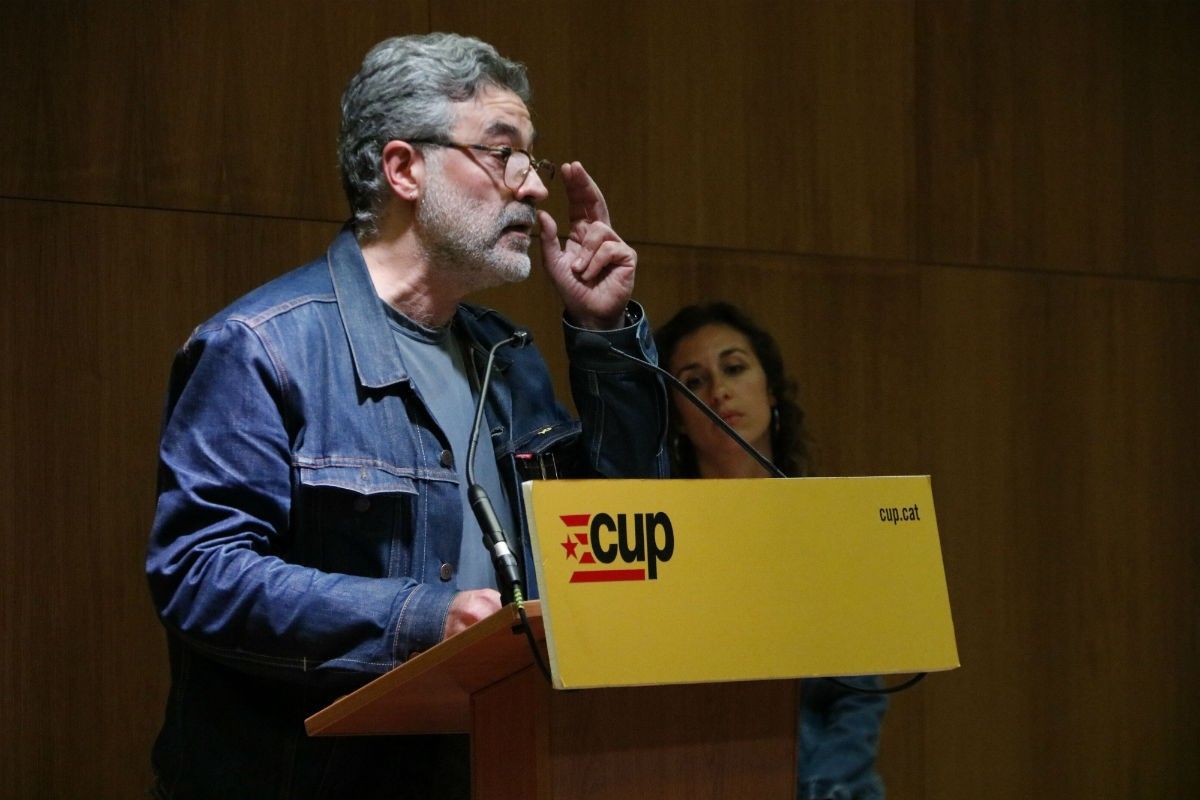 Carles Riera, durant la conferència política de la CUP d'aquest dilluns.