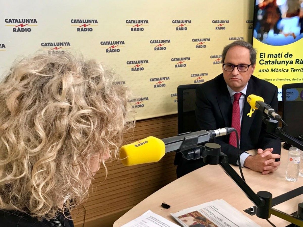 Quim Torra, durant l'entrevista a Catalunya Ràdio