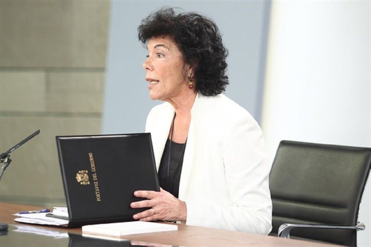 Isabel Celaá, ministra d'Educació i portaveu del govern espanyol, després del consell de ministres.