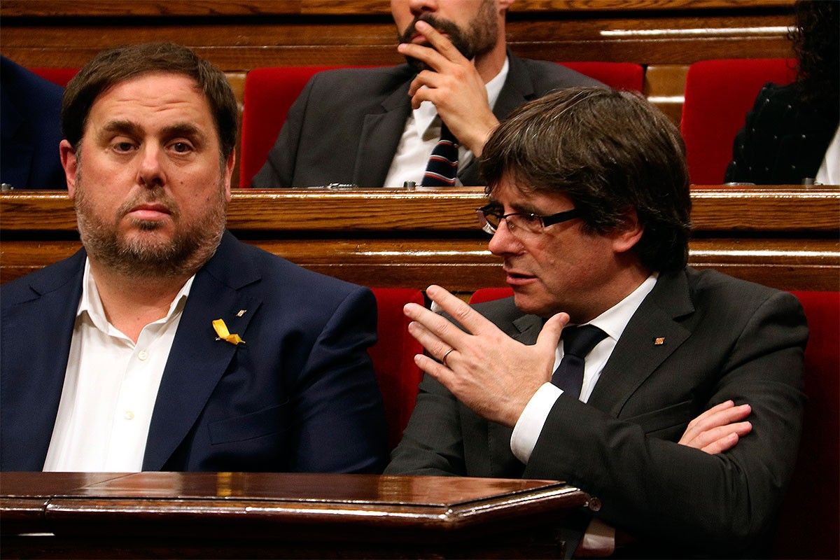 Oriol Junqueras i Carles Puigdemont, al Parlament
