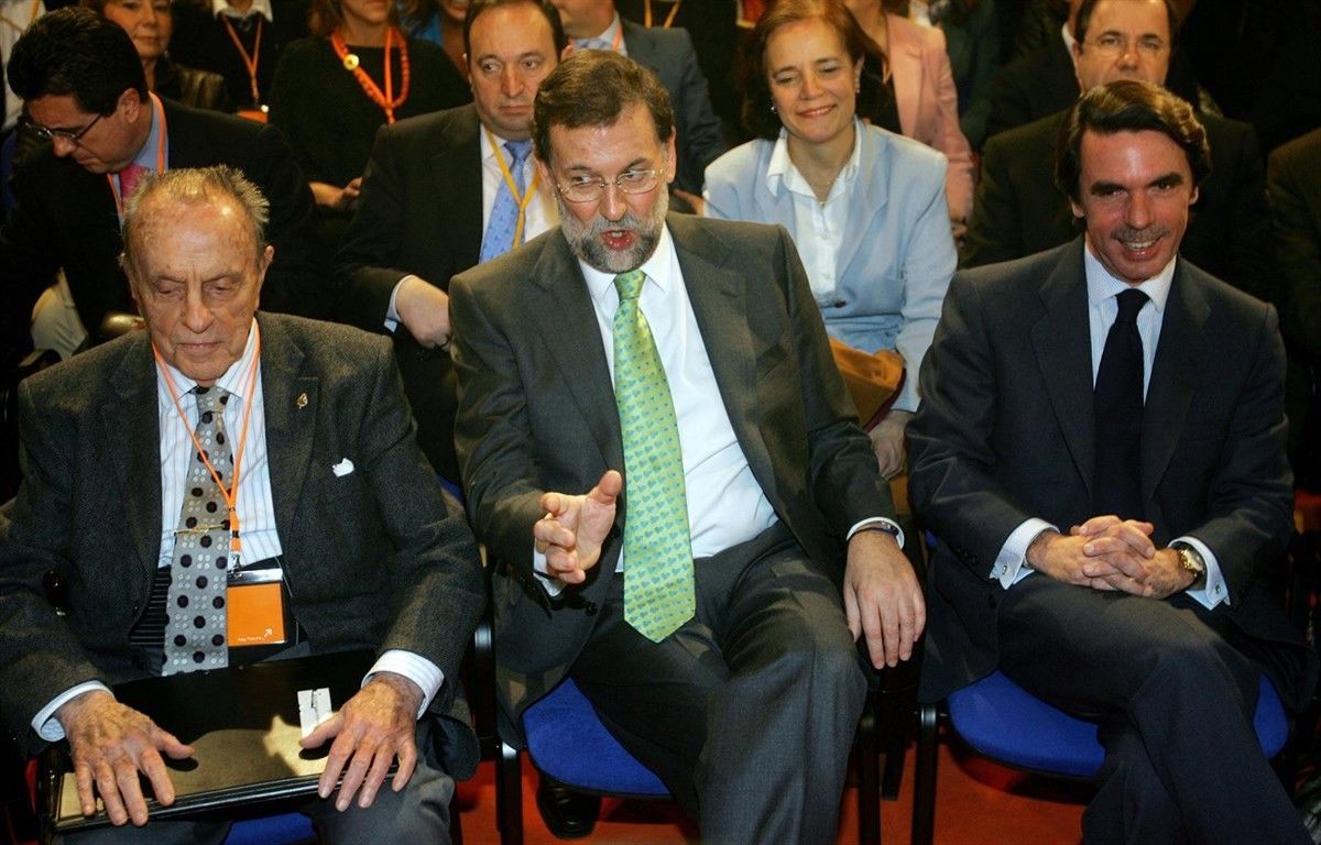 Manuel Fraga, Mariano Rajoy i José María Aznar, en una imatge d'arxiu