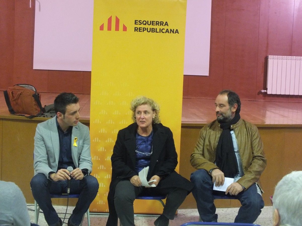 La número 5 d'ERC per Girona, Magda Casamitjana, el número 19, Sergi Albrich i el regidor local Toni Riera han participat en aquest acte