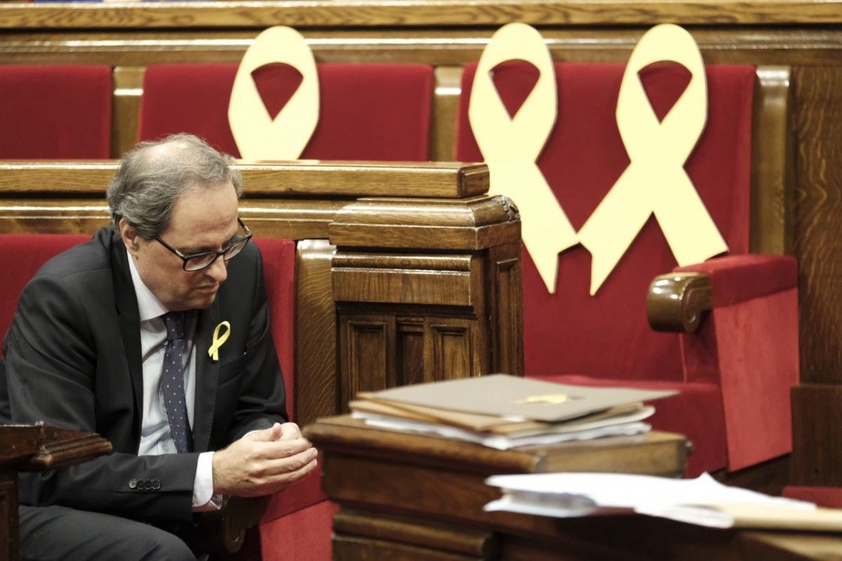 El president de la Generalitat, Quim Torra, durant l'últim ple del Parlament