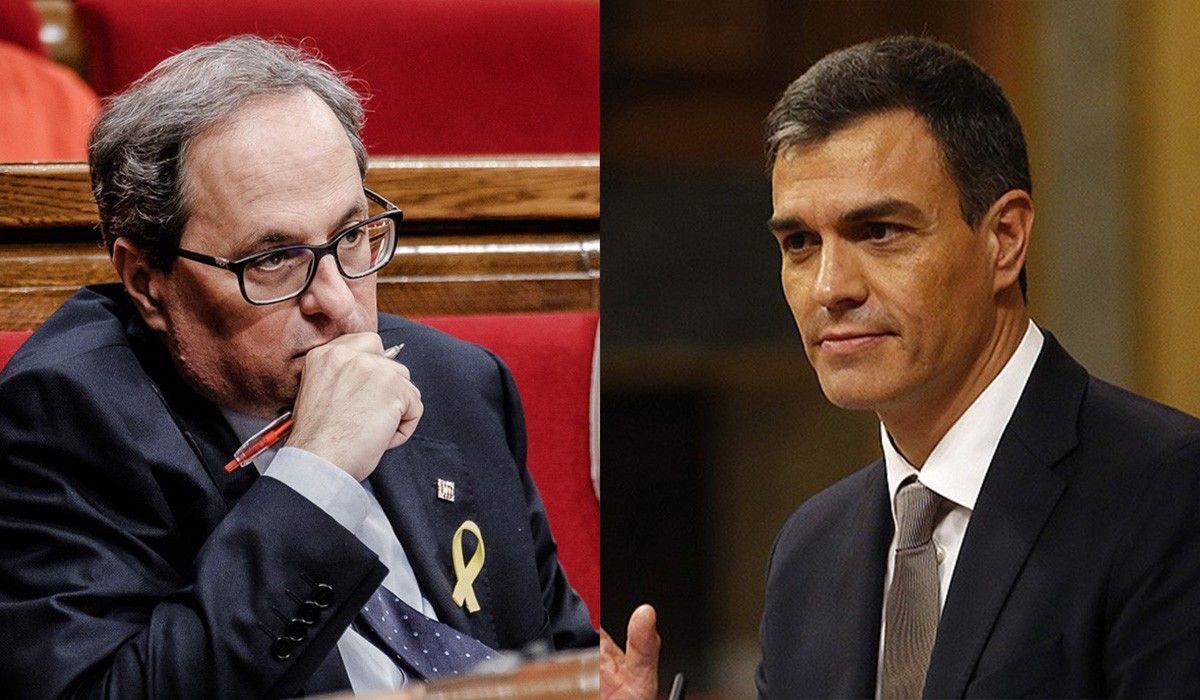 Quim Torra, president de la Generalitat; i Pedro Sánchez, president d'Espanya