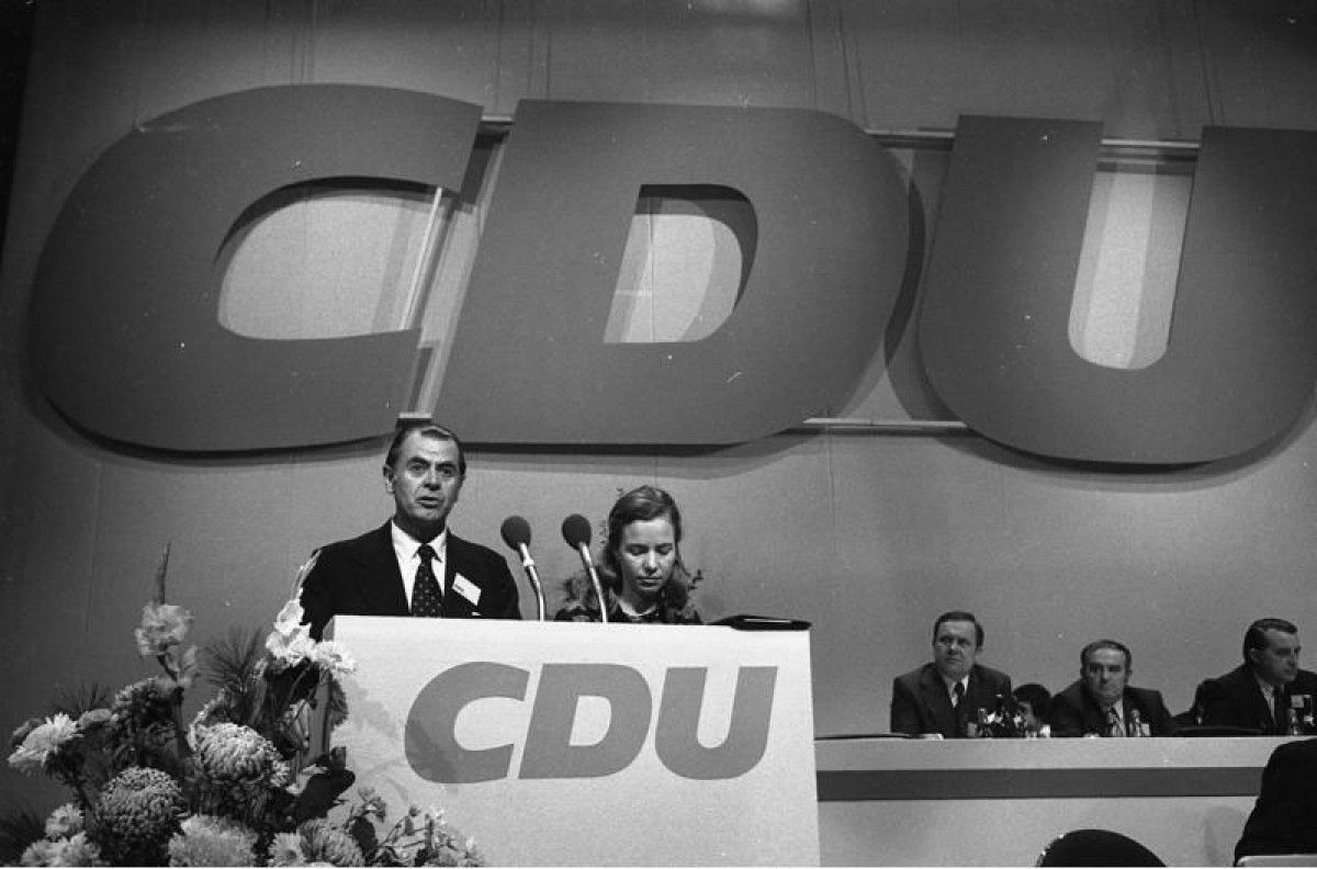 Patricio Aylwin, en un acte de la CDU a Alemanya el 1973