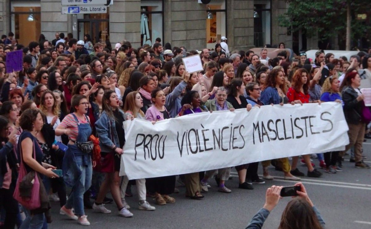 La capçalera de la manifestació de la ''la Manada'' aquest dijous a Barcelona