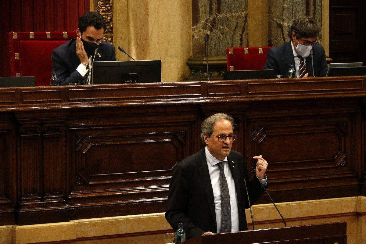 El president de la Generalitat, Quim Torra, divendres al Parlament.