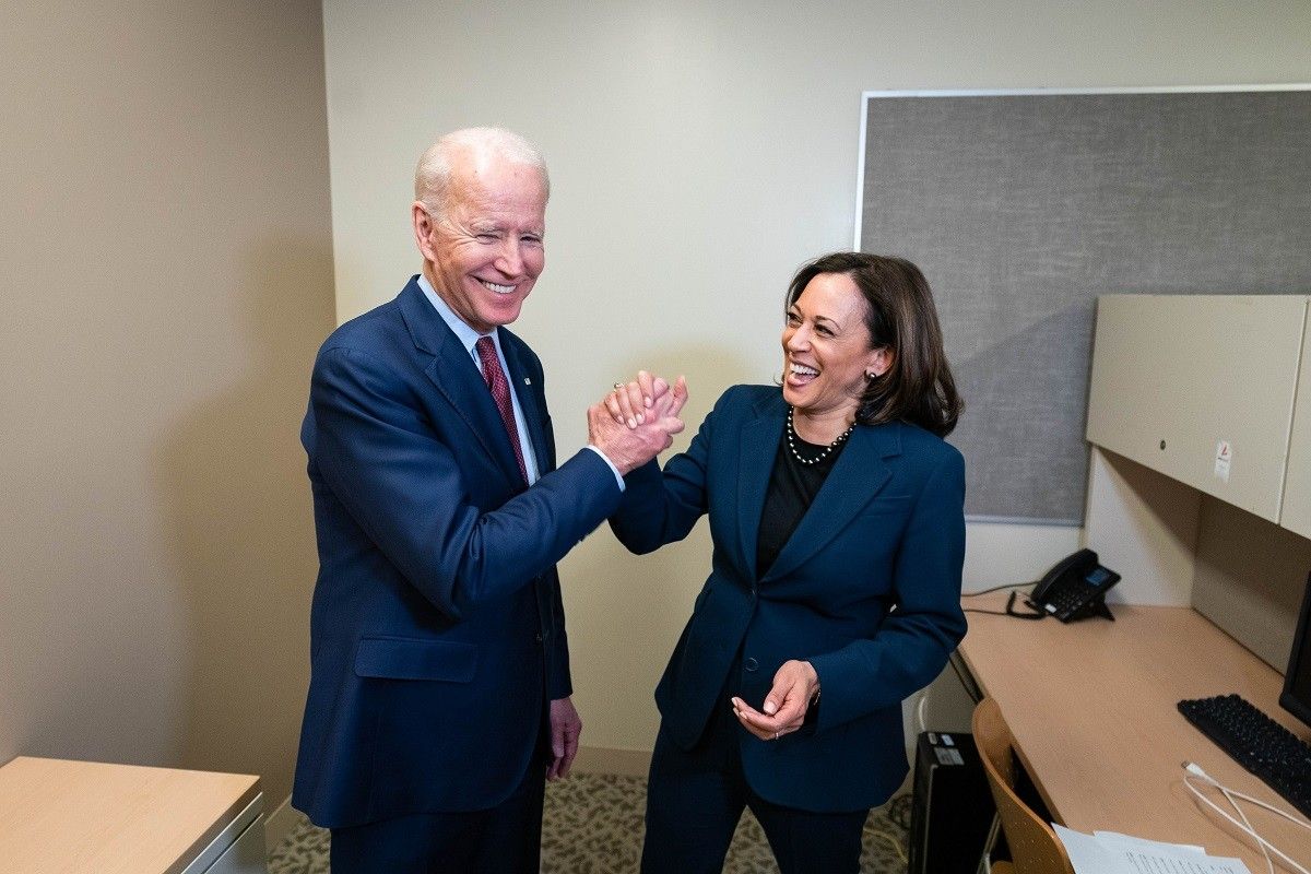 Joe Biden i Kamala Harris després que aquesta fos designada candidata a la vicepresidència.