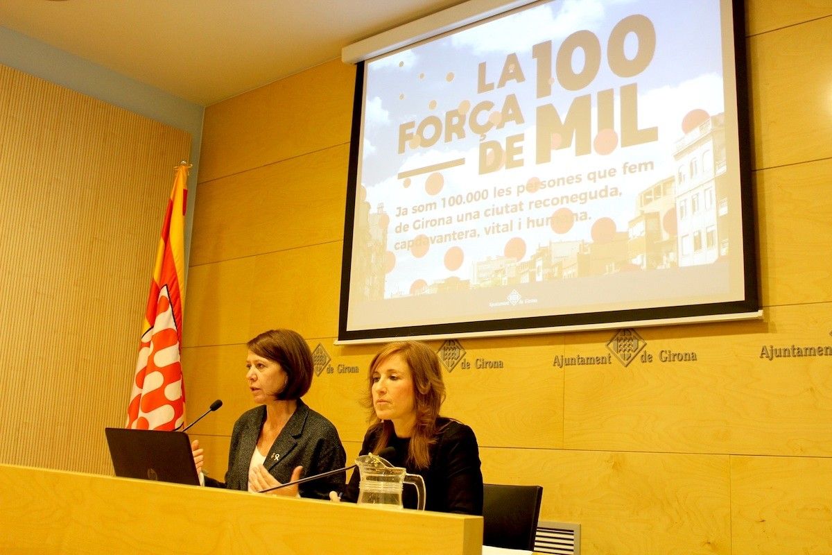 Marta Madrenas i Maria Àngels Planas durant la presentació de la campanya.