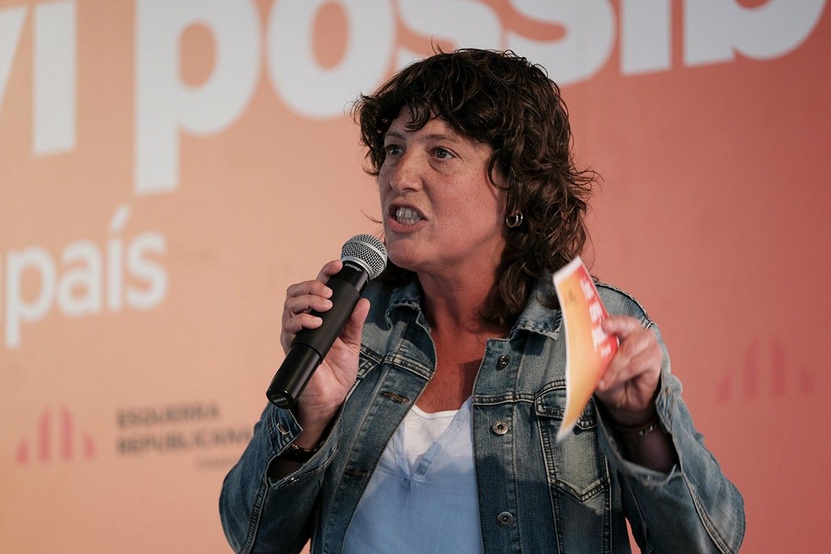 La futura conseller d'Agricultura, Teresa Jordà, en un míting de la campanya electoral de les últimes eleccions espanyoles.