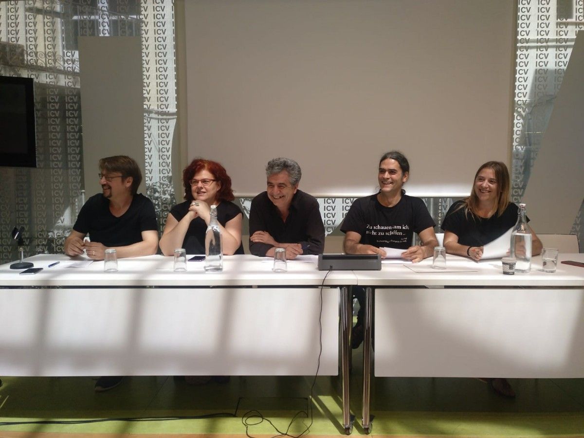 Xavier Domènech, Maribel Ibáñez, José Luis Atienza, Sergi Talamonte i Sònia Farré, durant l'acte de candidatures
