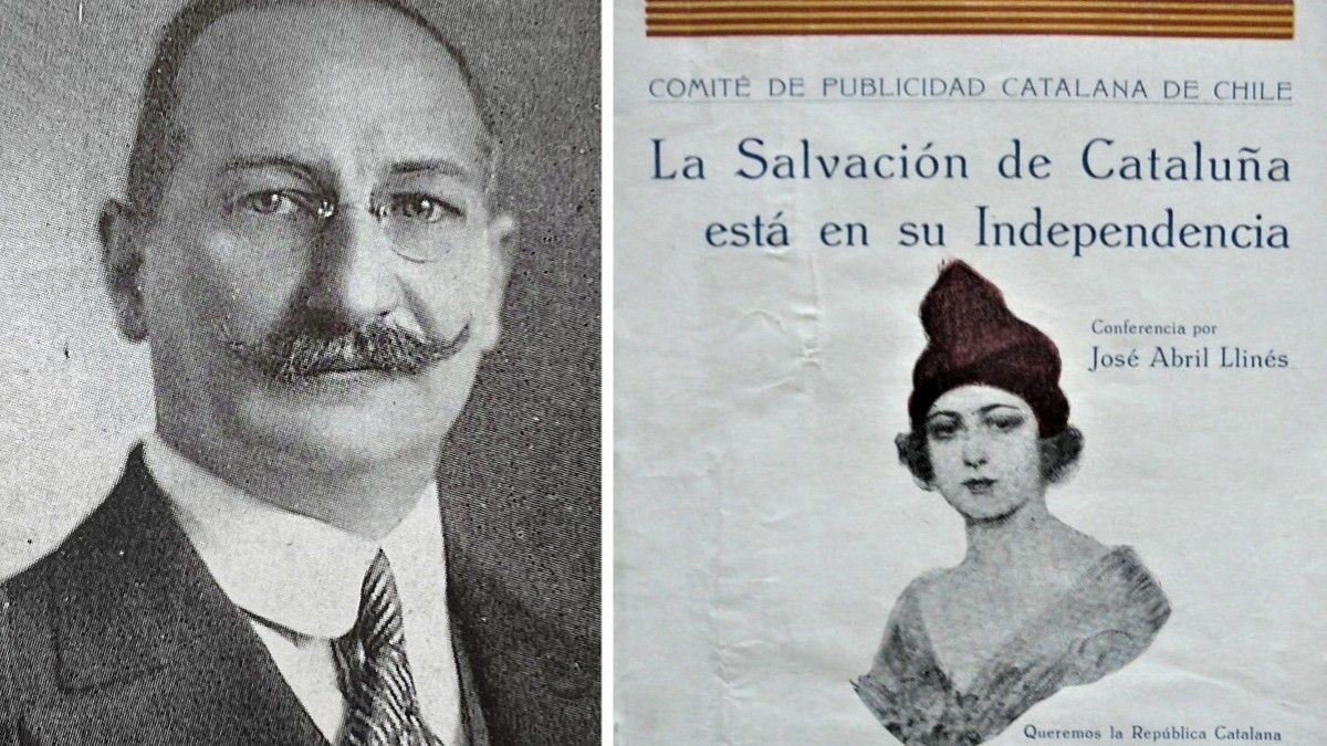 Josep Abril i Llinés, referent de l’independentisme català a Xile, i un del seus opuscles de propaganda política