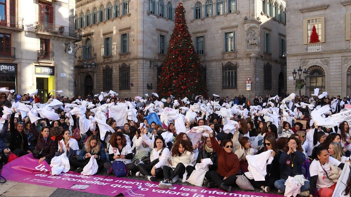 La protesta d'infermeres a Barcelona, aquest dimarts