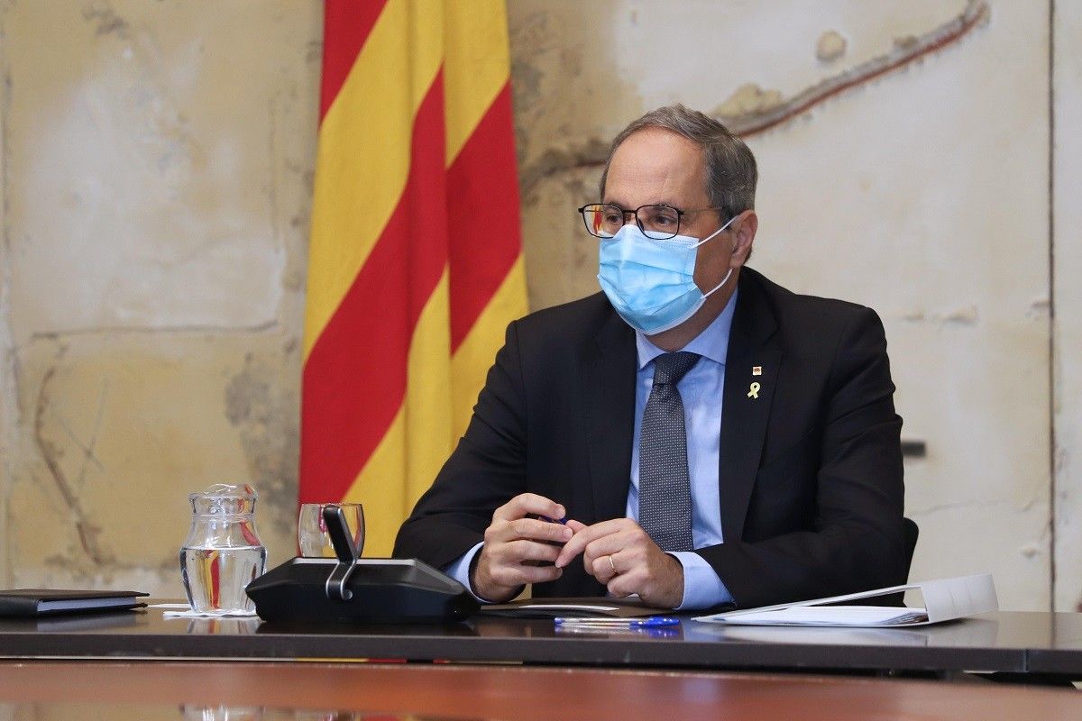 El  president de la Generalitat, Quim Torra, en la reunió del Govern de l'1 de setembre del 2020.
