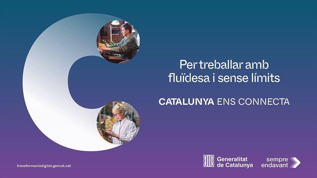 Imatge de la campanya «Catalunya ens connecta». Xarxa de fibra òptica pública.