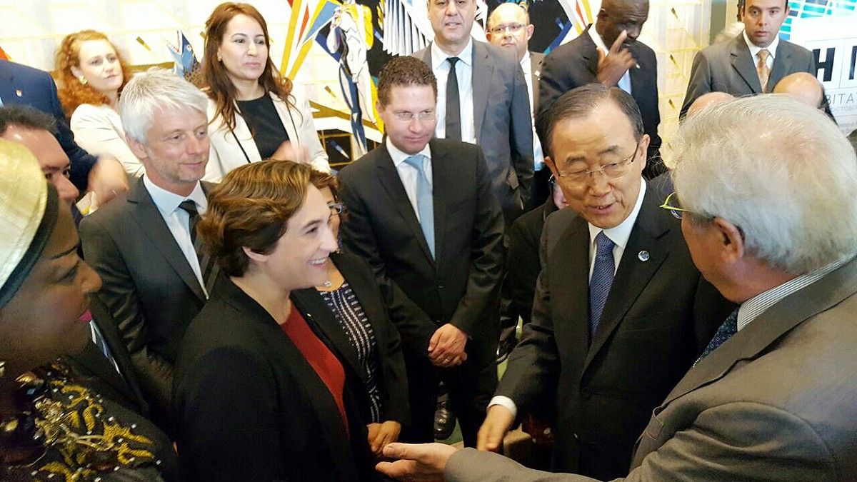El secretari general de Nacions Unides, Ban Ki-moon, ha rebut els representants de les ciutats, entre els quals Ada Colau
