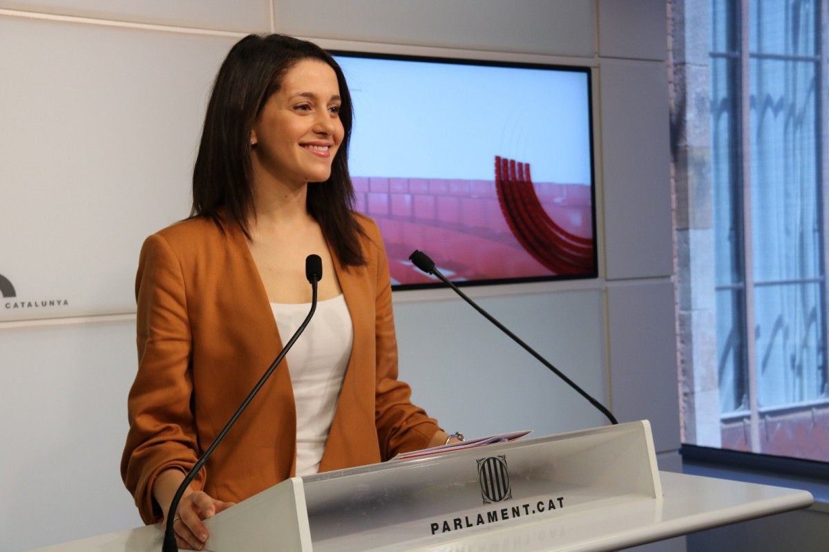 La líder de Ciutadans al Parlament, Inés Arrimadas, en roda de premsa