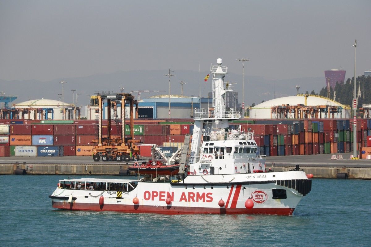 El vaixell d'Open Arms a Barcelona