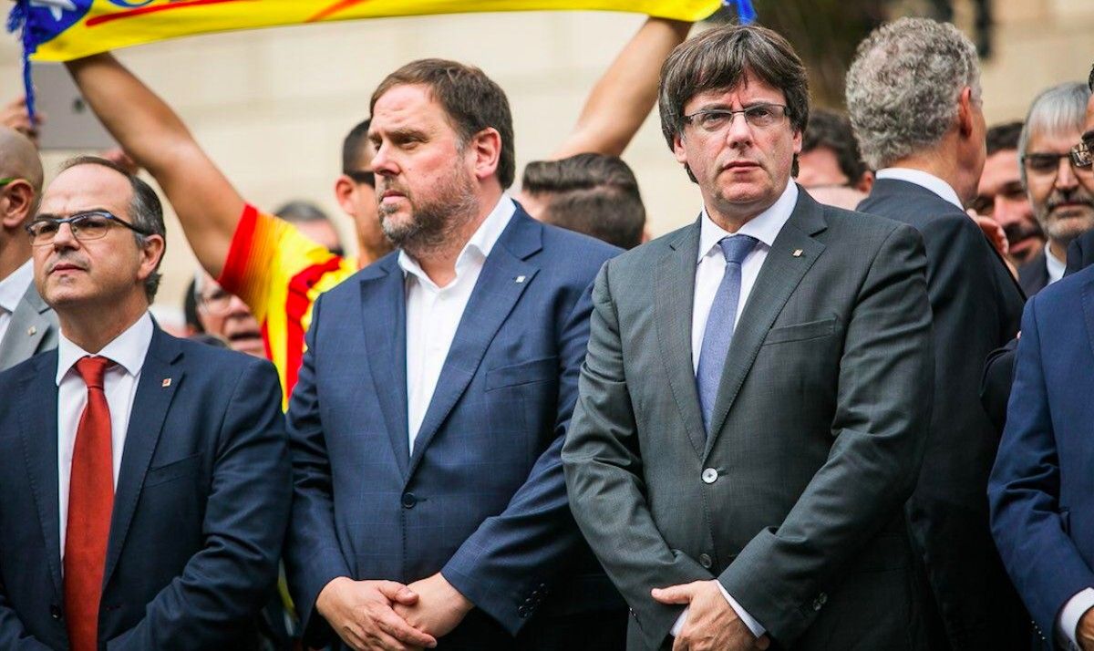Carles Puigdemont, Oriol Junqueras i Jordi Turull, en una imatge del 2017.