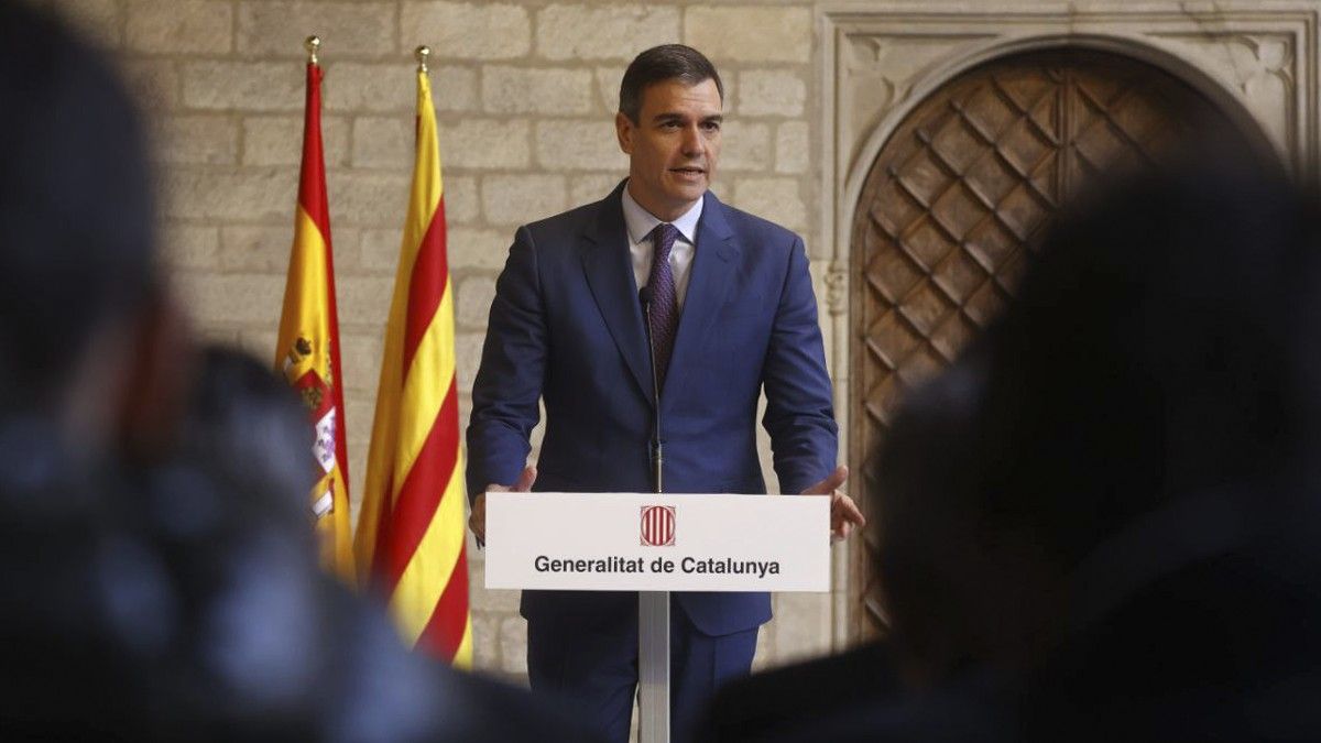 El president espanyol, Pedro Sánchez, aquest dijous al Palau de la Generalitat
